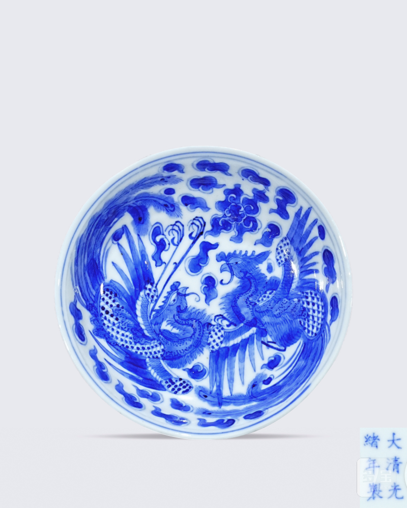 清 青花双凤纹盘
